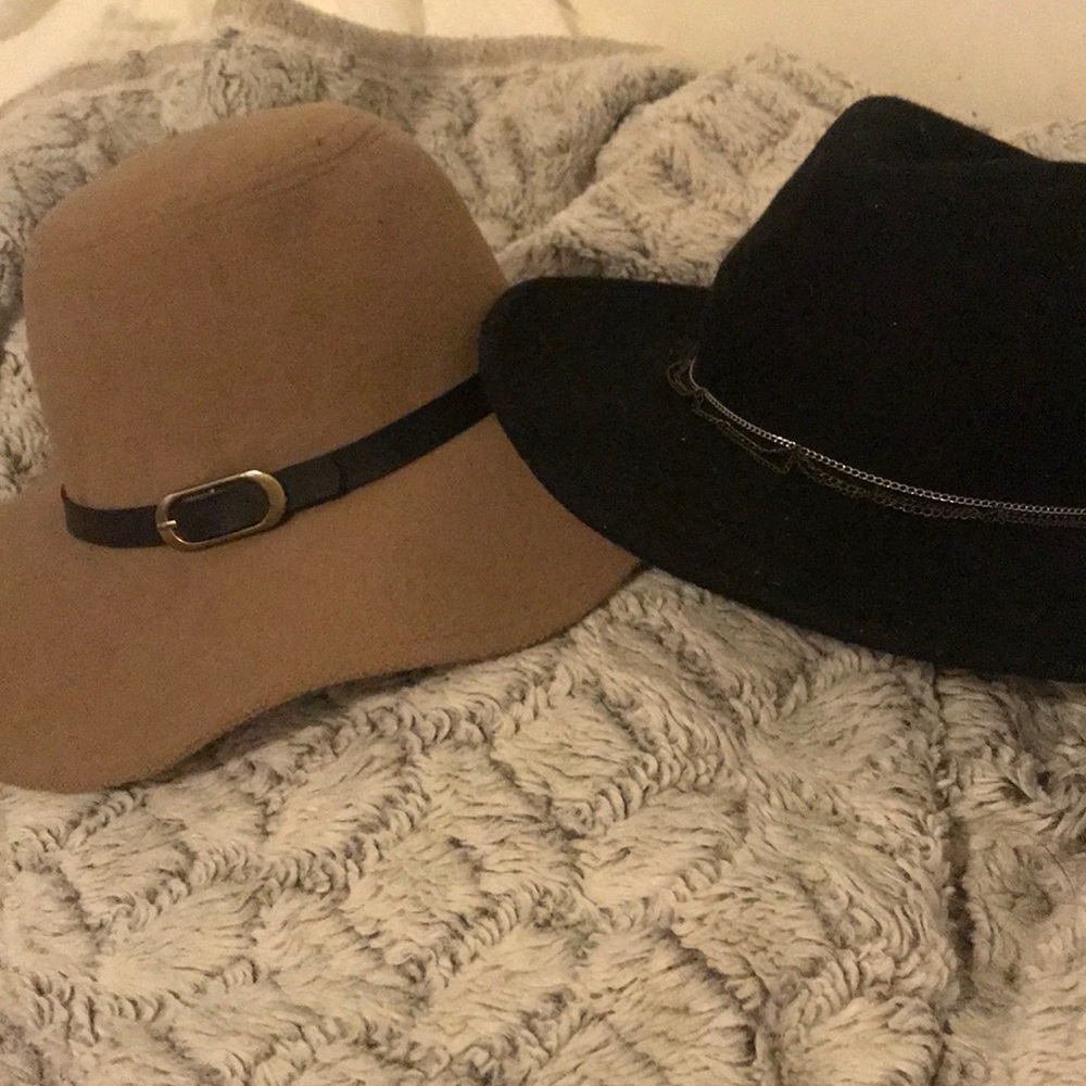 2 hats black worn once tan never worn
